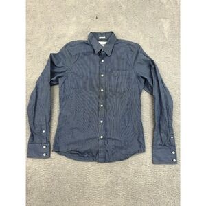 Abercrombie & Fitch Shirt Men XL Blue White Striped Muscle Button Up Pocket Logo